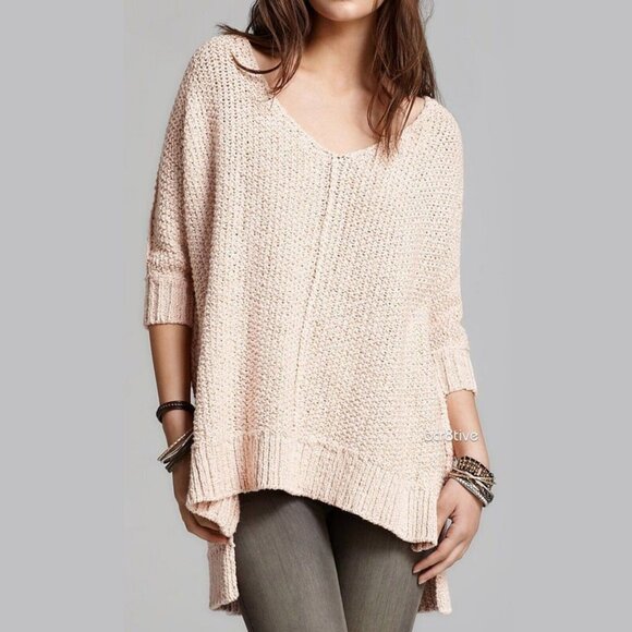 FREE PEOPLE REVOLVE COZY CAT OVERSIZED PULLOVER SWEATER CHAMPAGNE size S… - Picture 16 of 16